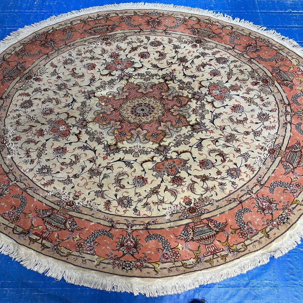 Fine Hand Knotted Persian Silk&Wool  50 Raj Tabriz Rug 6.8xx6.8 ft (1 of 8)