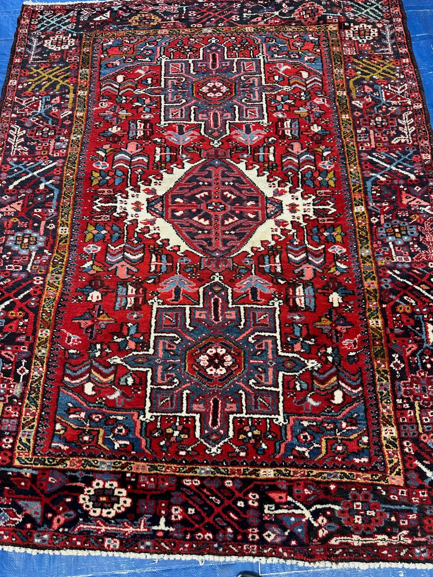 Hand Knotted Persian Heriz Rug 6.4x4.10 ft (1 of 7)