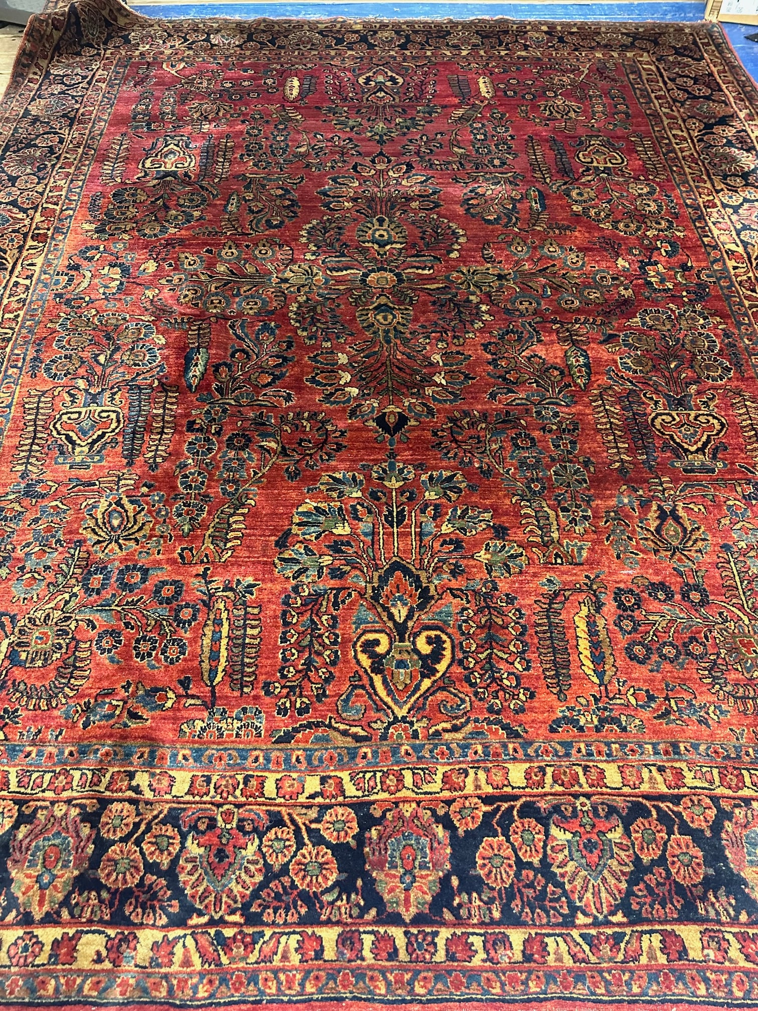 Antique Hand Knotted Persian Sarouk 11.9x9 ft (1 of 8)