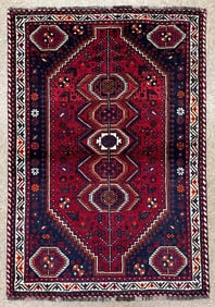 Hand Knotted Persian Shiraz Rug 3.9x5.1 ft