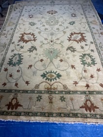 Hand Knotted Oushak Rug 7x9 ft