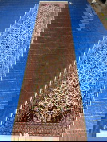 Hand Knotted Indo tabriz Rug 2.8x10.6 ft