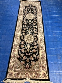 Hand Knotted Indo Tabriz 2.6x8 ft