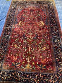 Antique Hand Knotted Persian Kashan Rug 4.4x7.2 ft