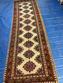 Hand Knotted Indo Tabriz runner Rug 8.3x2.6 ft