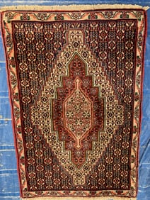 Hand Knotted Persian Bijar Rug 3.9x2.9 ft