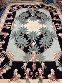 Hand Knotted Needlepoint Rug 11.8x8.4 ft