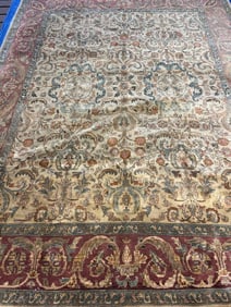 Hand Knotted Oushak Rug 10.7x8 ft
