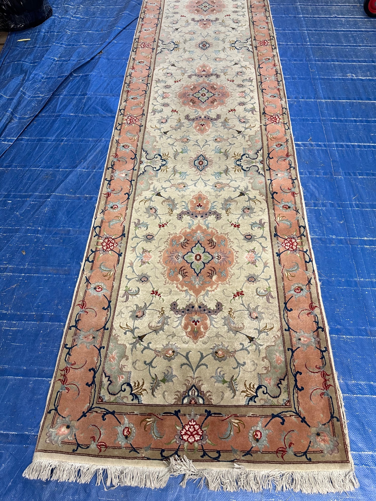 Hand Knotted Persian 50 Raj Tabriz Rug 10.2x2.6 ft (1 of 7)