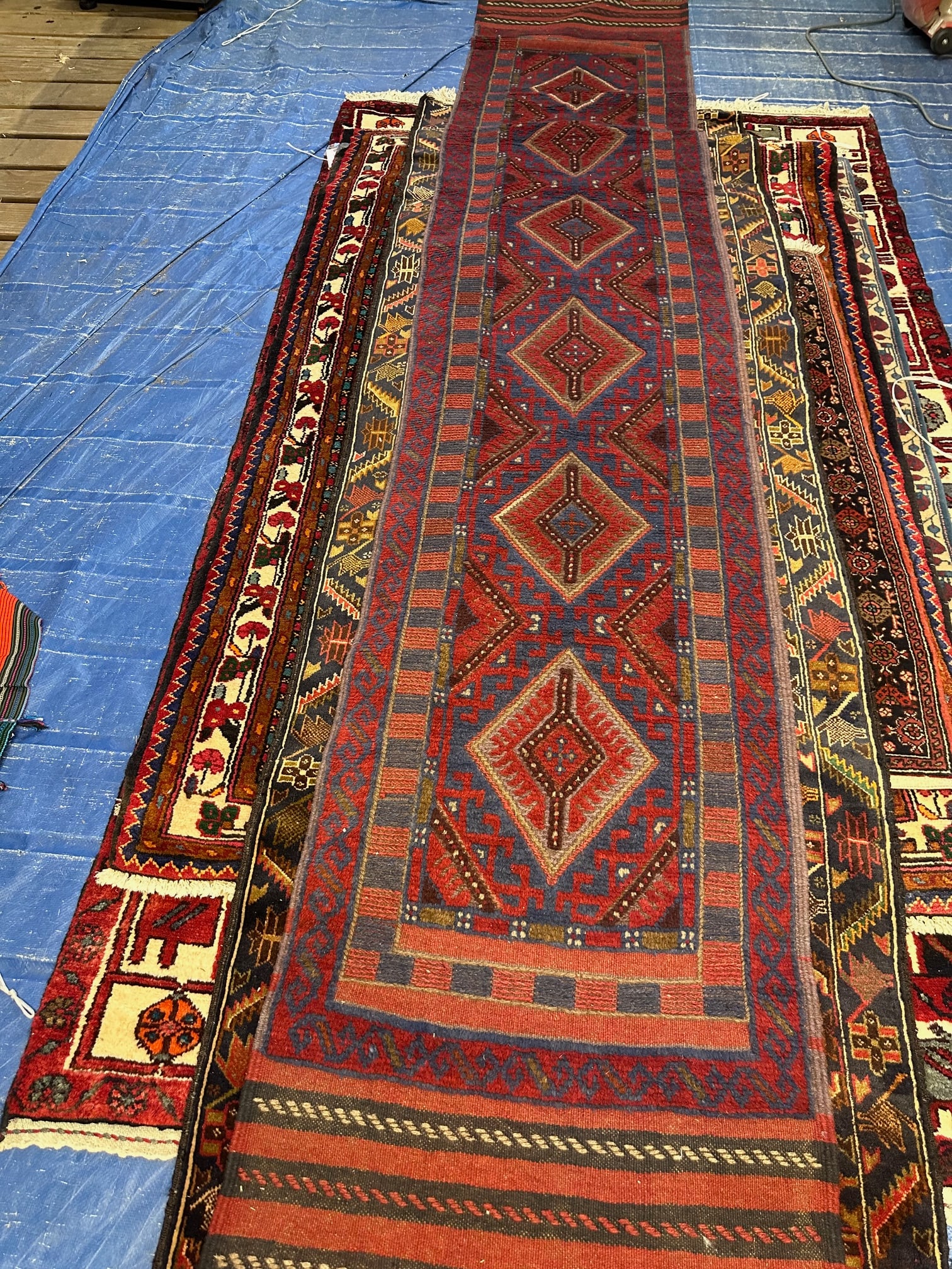 Hand Knotted Afghan Runner 11.4x2.1 ft (1 of 6)