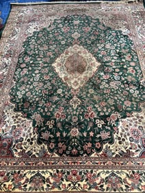 Hand Knotted Hereke Silk Rug 9.5x6.8 ft