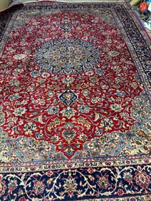 Hand Knotted Persian Kashan Rug 13x9.6ft