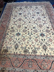 Hand Knotted Indo Tabriz Rug 10.8x7.8 ft