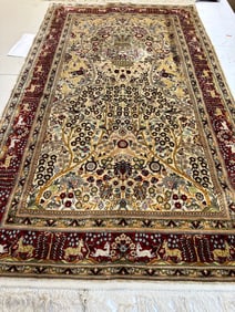 Fine Hand Knotted Hereke Silk Rug 5.5x3 ft