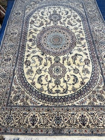 Hand Knotted Persian Nain Rug 10x6.6 ft