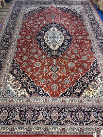 Hand Knotted Persian Kashan Rug 12x8 ft