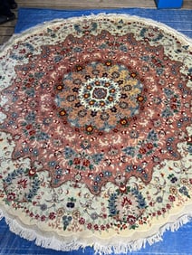 Hand Knotted Persian Tabriz 8x8 ft