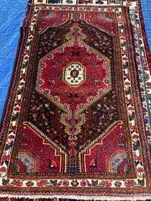 Hand Knotted Persian Hamedan Rug 6.2x5.3 ft