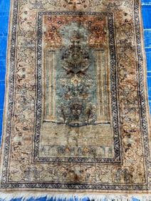 Hand Knotted Silk Hereke Rug -4.3" X 3 ft ft