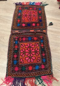 Hand Knotted Saddle Bag Rug 3.7x1.8 ft