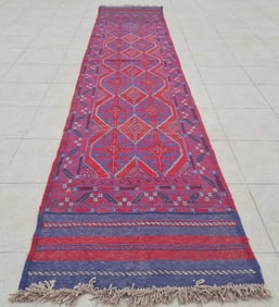 Hand Knotted Turkman Rug 11x2 ft