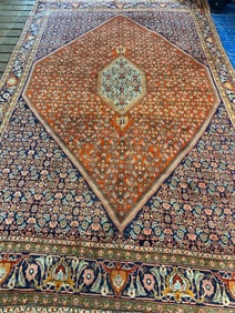 Hand Knotted Persian Bijar Rug 11.6x7.4 ft