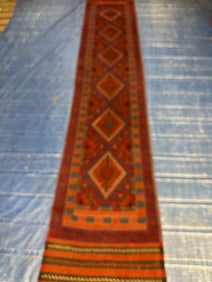 Hand Knotted Afghan Rug 11.2x2 ft