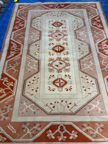 Hand Knotted Oushak Rug 4.7x7.6 ft
