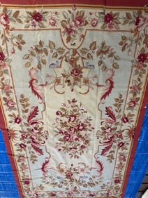 Hand Knotted Needlepoint Rug 4.6x7.6 ft