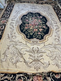 Hand Hand Knotted Needlepoint Rug 9.11x15 ft