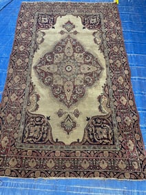 Antique Hand Knortted Persian Kermen Rug 4x6 ft