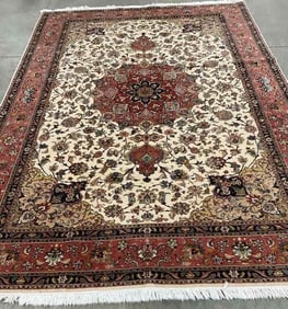 Fine Hand Knotted Persian 50 Raj Tabriz Rug 9.6x6.6 ft.