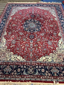 Hand Knotted Agra Kashan Rug 9.5x7.7 ft