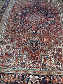 Antique Hand Knotted Persian Heriz Rug 9x12 ft