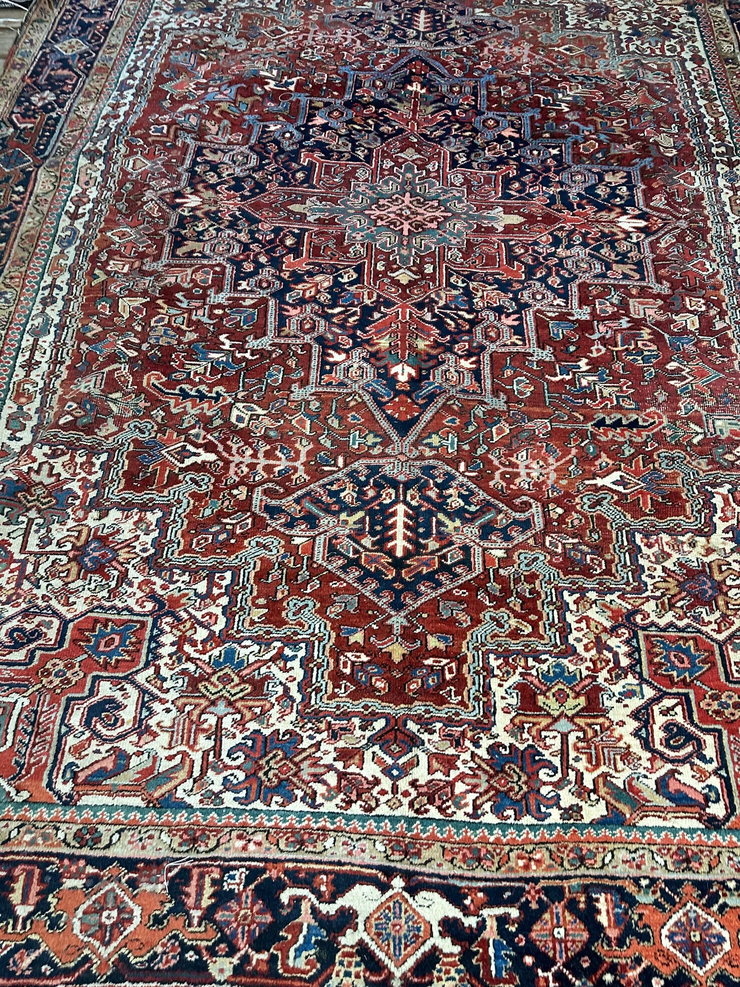 Antique Hand Knotted Persian Heriz Rug 9x12 ft (1 of 9)