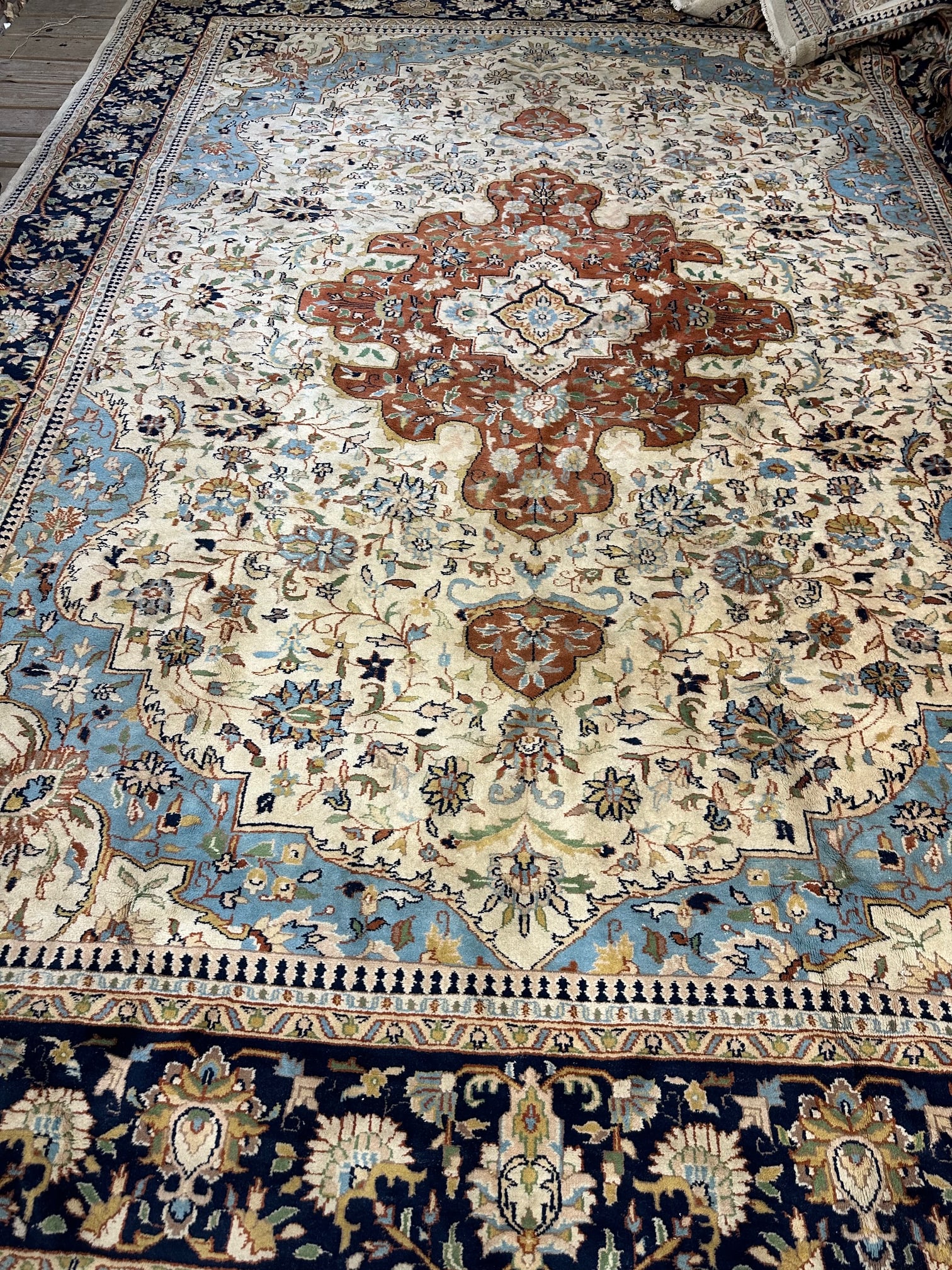 Hand Knotteted Persian Tabriz Rug 13.5x9.7 ft: Hand Knotteted Persian Tabriz Rug 13.5x9.7 ft