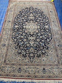 Hand Knotted Persian Nain Rug -5.3x8 ft