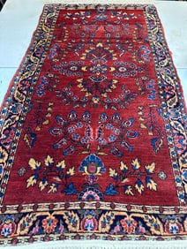 Hand Knotted Persian Sarouk Rug  4.9x2.7 ft