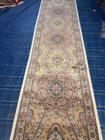 Hand Knotted Hereke ivory Silk Rug 2.6x7.9 ft