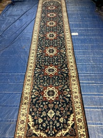 Hamd Knotted -Agra Rug  -11.8x2.8 ft
