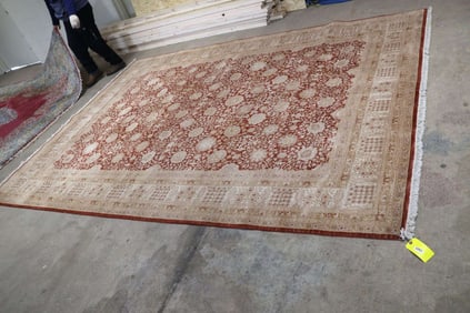 Hand Knotted Wool Oushak Rug 11.4x8.5 ft