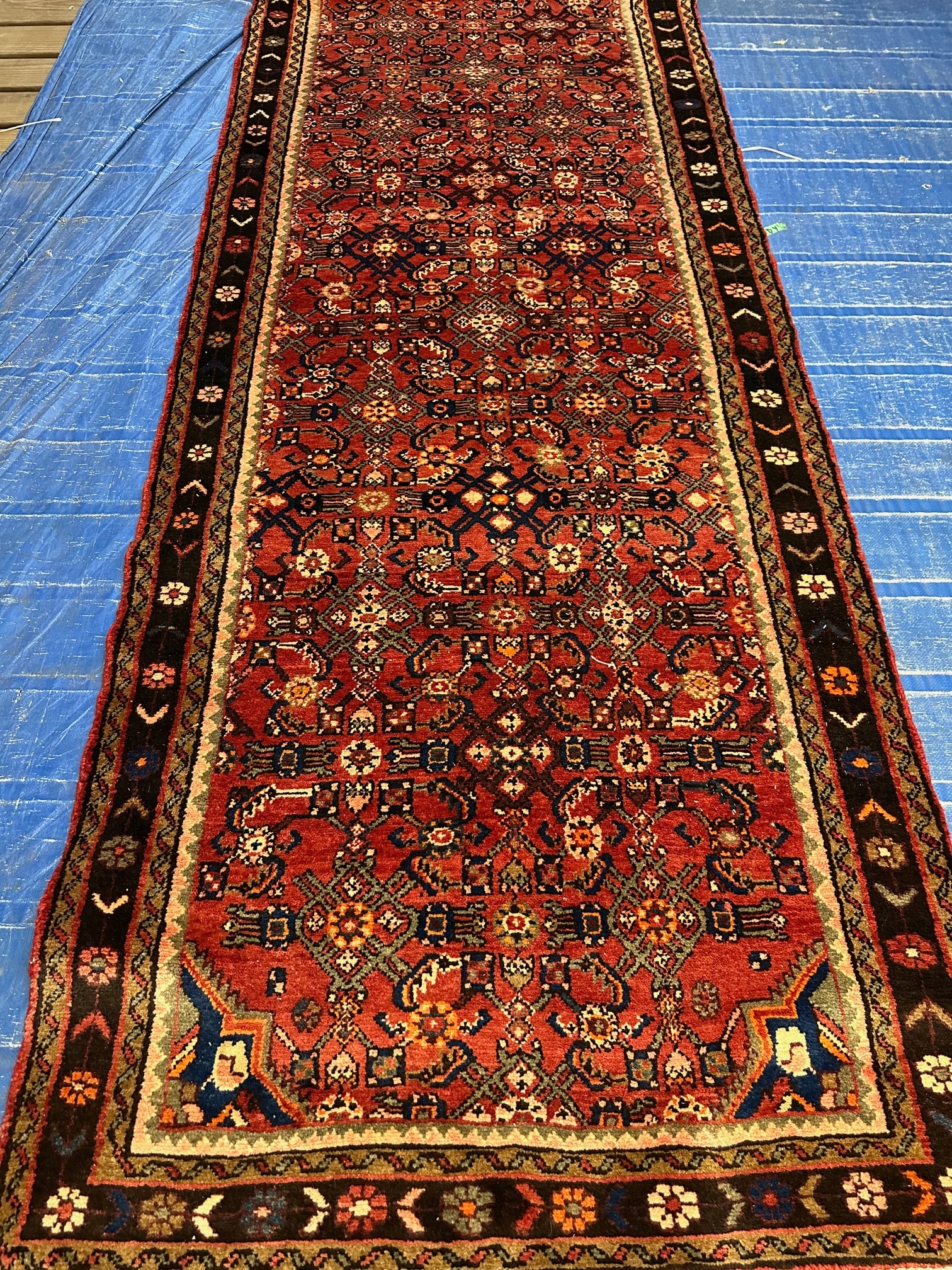 Hand Knotted Persian Hamadan Rug -3.9x10.4 ft