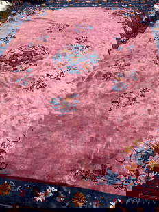 Antique Hand Knotted Chinise Rug 12x15 ft: Antique Hand Knotted Chinise Rug 12x15 ft