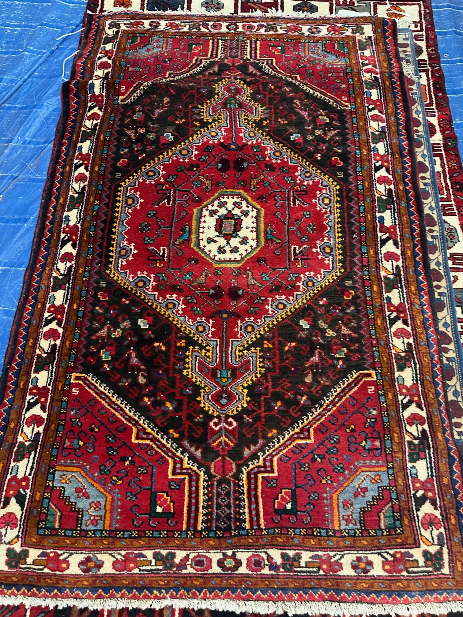Hand Knotted Persian Hamedan Rug 6.2x5.3 ft: Hand Knotted Persian Hamedan Rug 6.2x5.3 ft