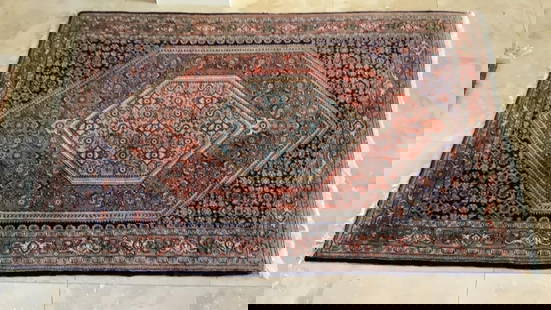 Hand Knotted Persian -Bijar Rug  4x6 ft: Hand Knotted Persian -Bijar Rug 4x6 ft