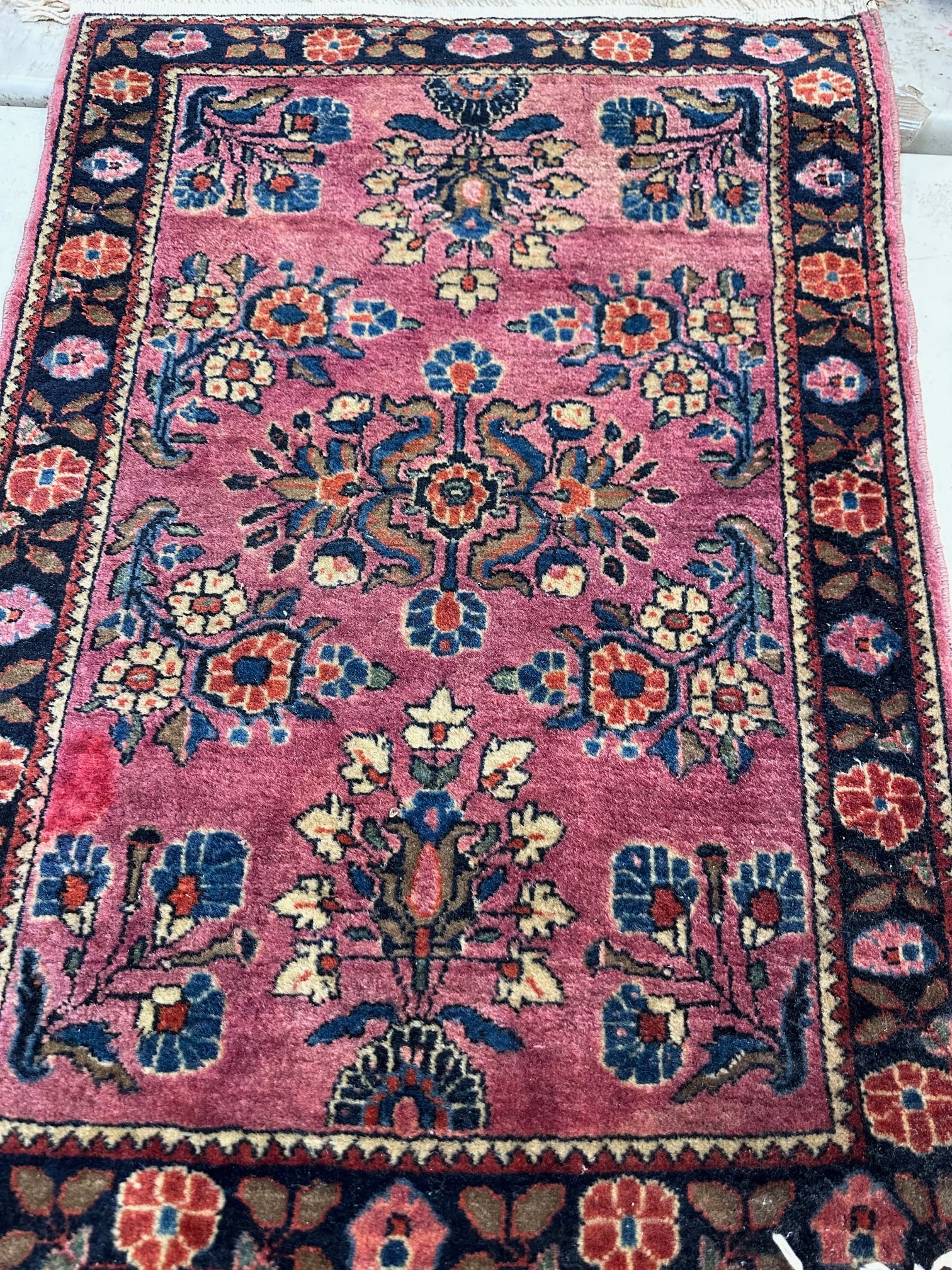 Antique Hand Knotted Persian Sarouk Rug 2x3ft: Antique Hand Knotted Persian Sarouk Rug 2x3ft