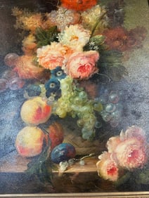 Antique Still Life Flowers Print Painting