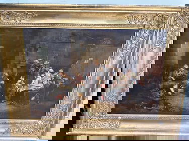 Antique 19C European oil painting