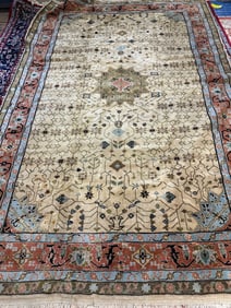 Hand Knotted Oushak Rug .9.7x6.1 ft
