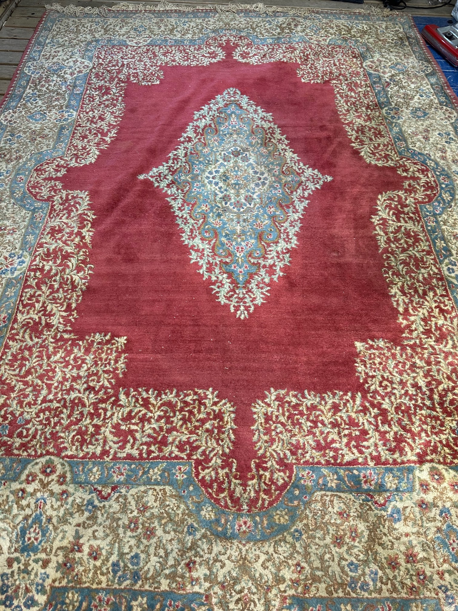 Hand Knotted Persian Kermen Rug 11.2" X 9ft: Hand Knotted Persian Kermen Rug 11.2" X 9ft